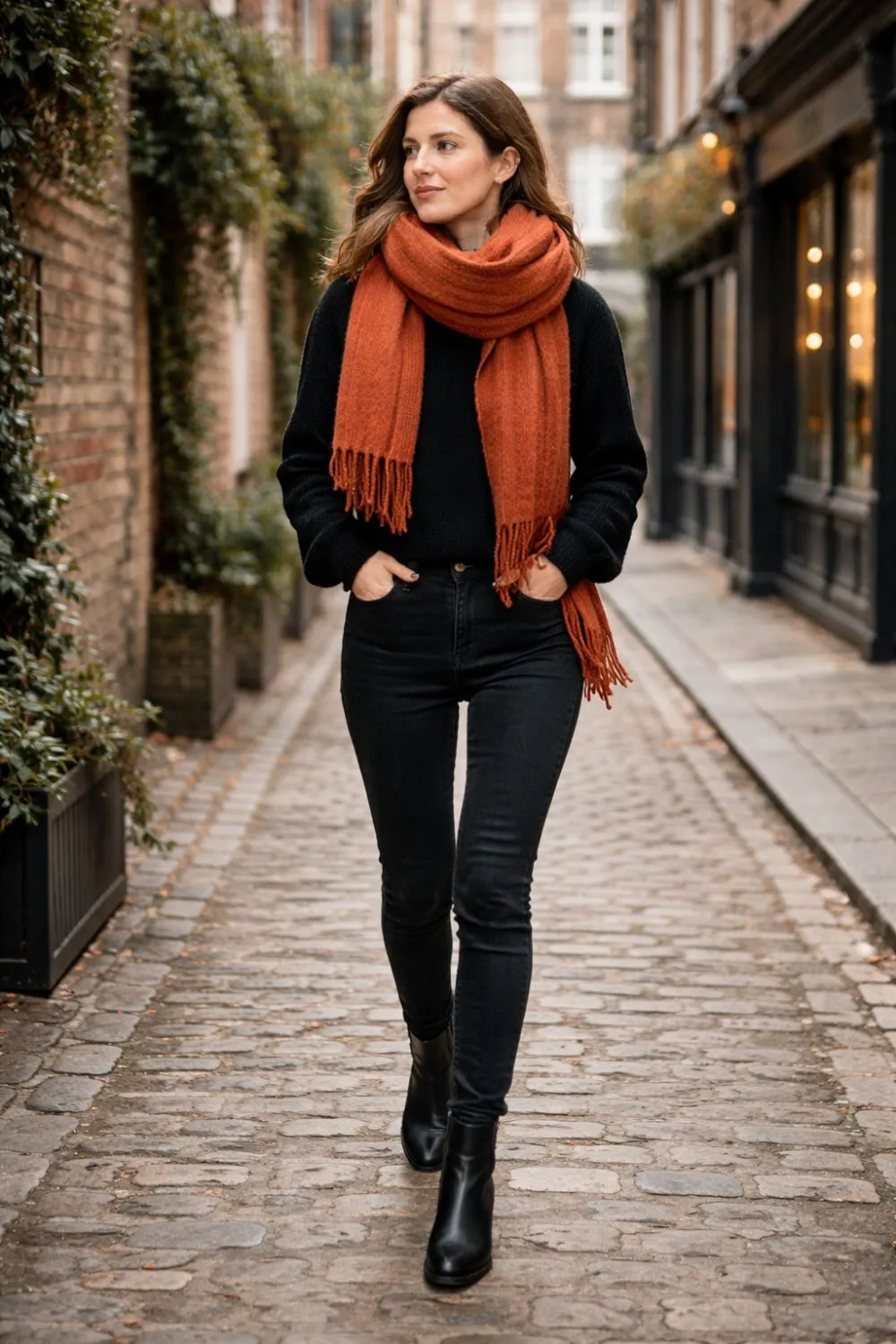 Chunky Scarf Styled as a Statement Piece