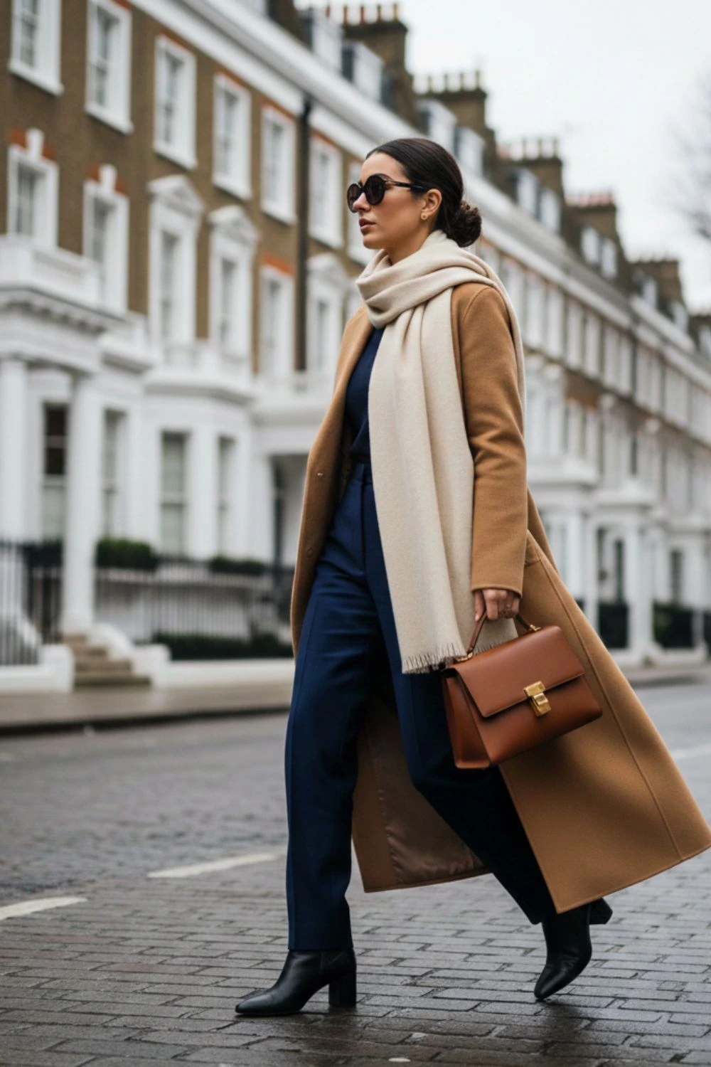 Classic Wool Coat with Tailored Trousers