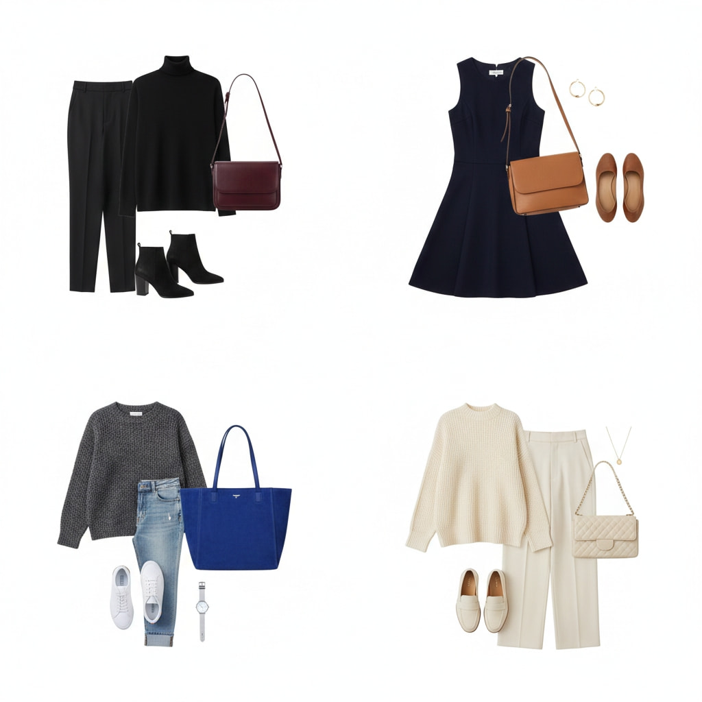 How to match your handbag with any outfit using color coordination - examples of handbag and outfit color pairings