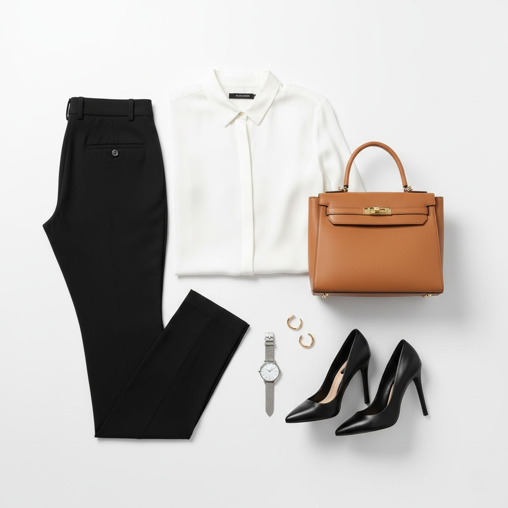 How to match your handbag with your outfit for professional work attire - structured leather satchel with office clothing