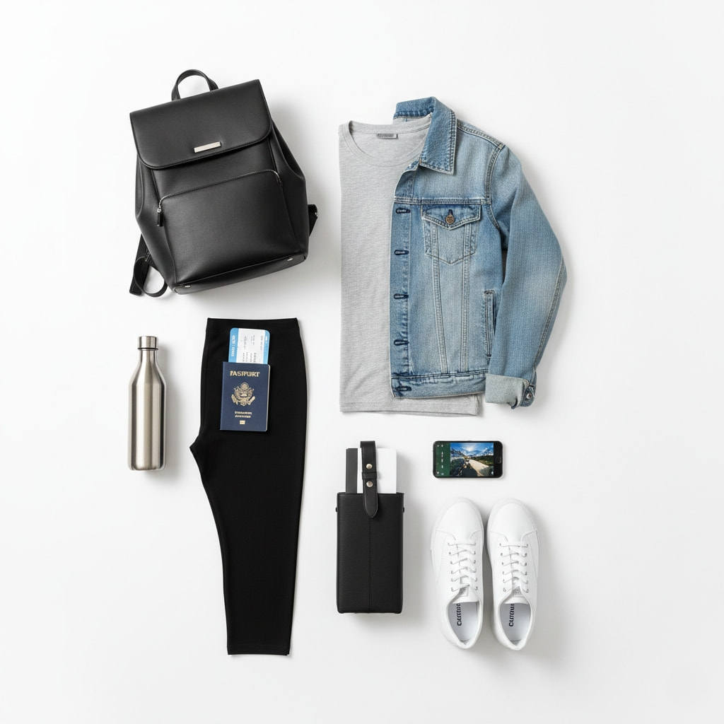 Tips for matching your outfits with the perfect bags for travel - leather backpack with comfortable travel clothing