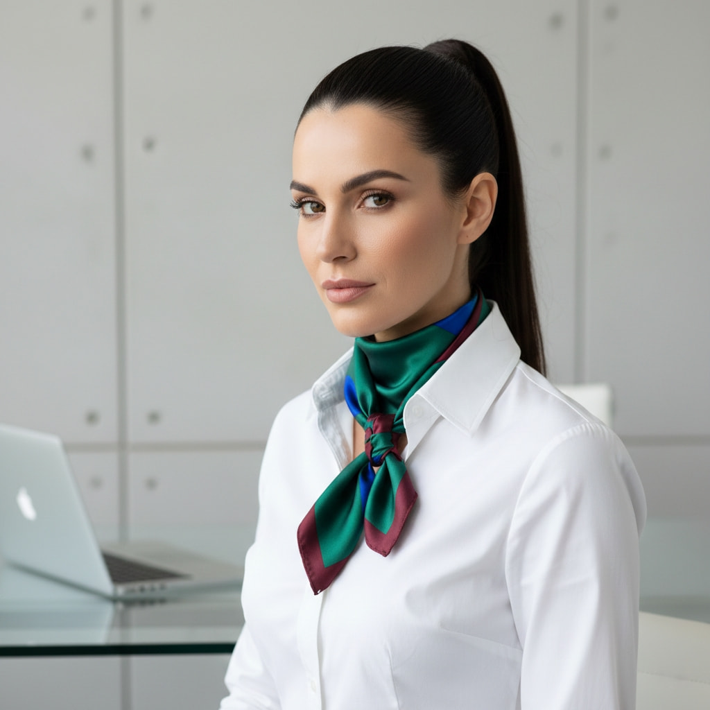 Preppy ascot tie scarf styling for professional looks showing how to style scarves for effortlessly luxurious appearance