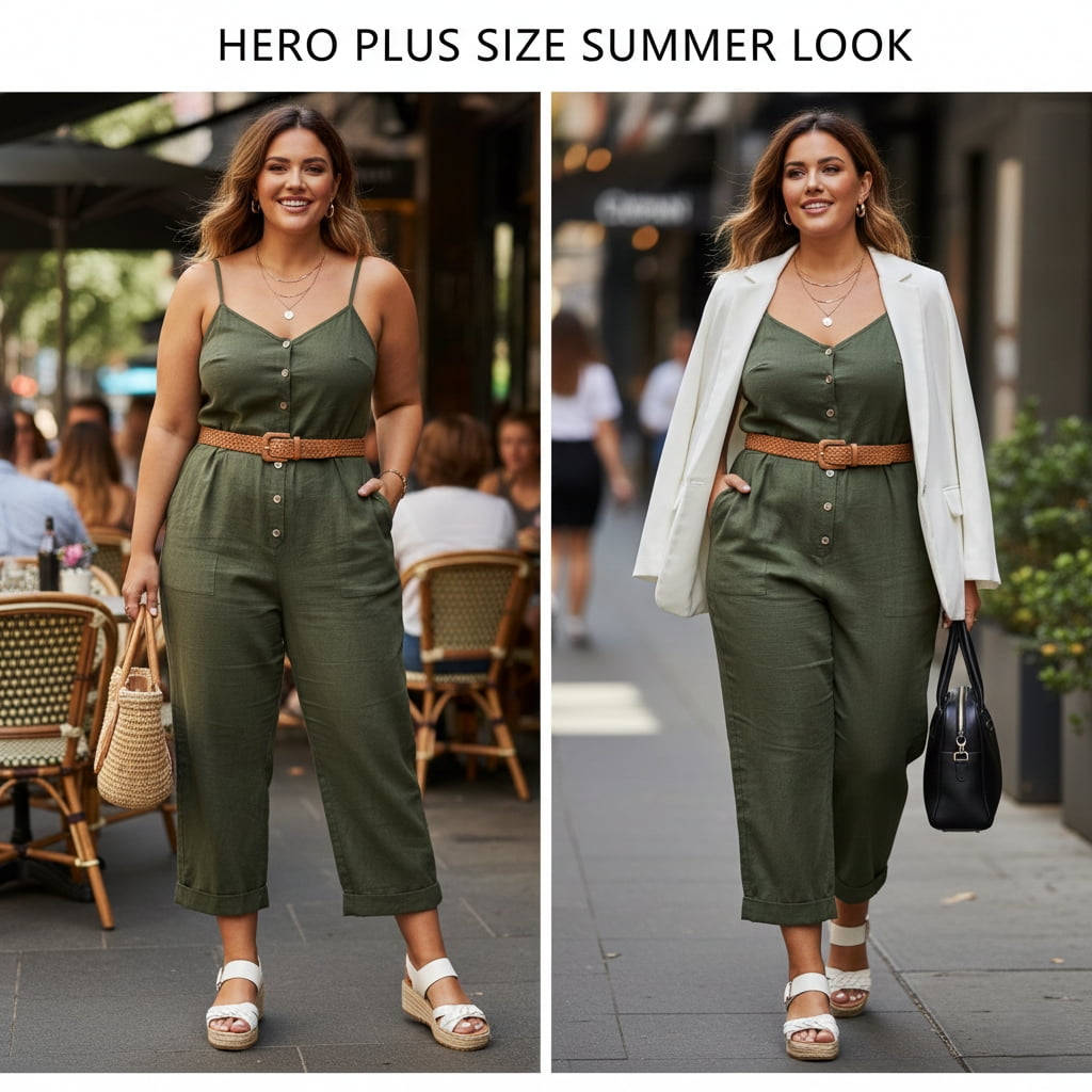 Button-Front Jumpsuit. Monochrome in a wide-leg jumpsuit with adjustable straps. 