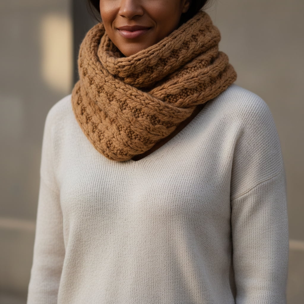 Elegant cowl neck scarf layering technique demonstrating different ways to style scarves for casual and dressy looks