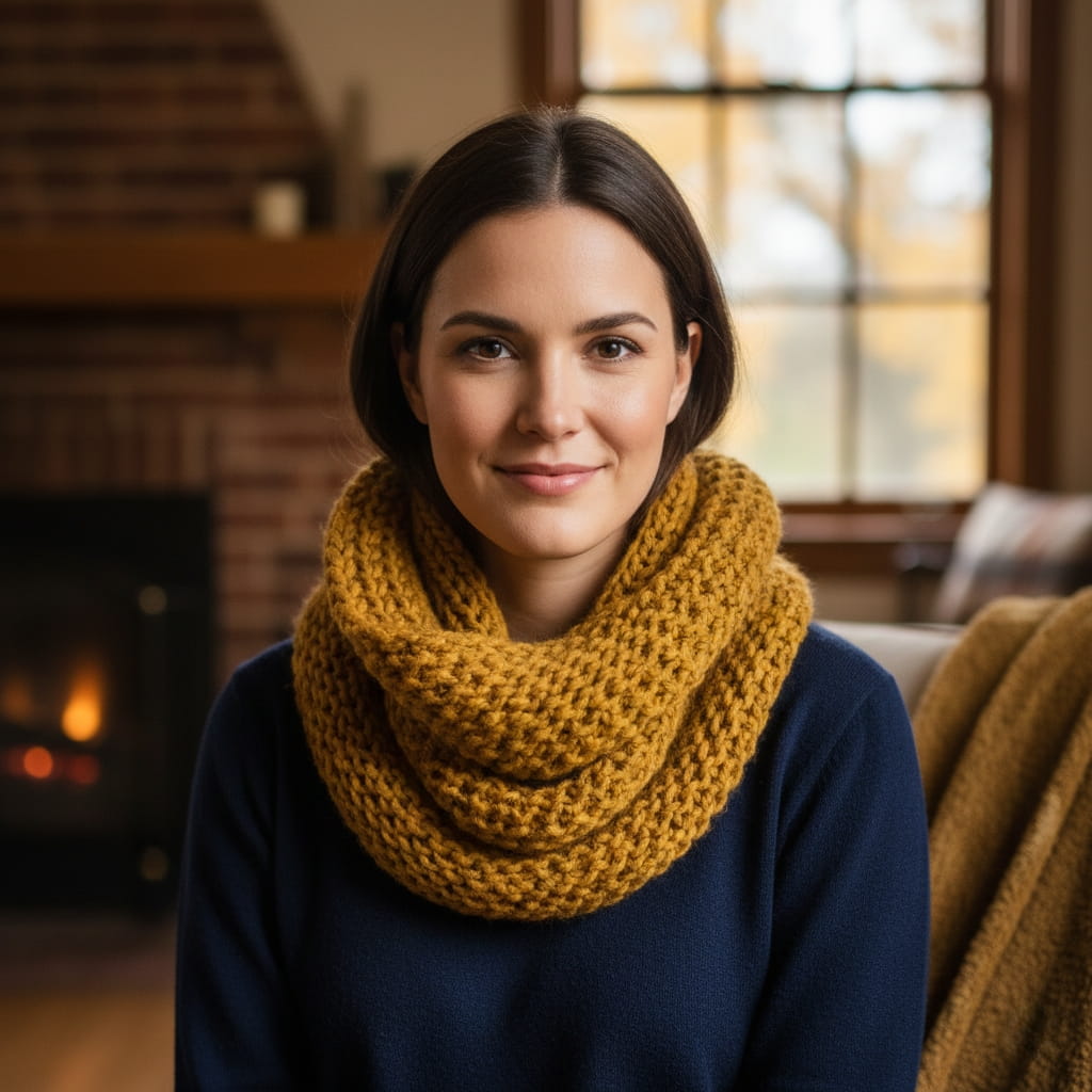 Cozy infinity loop scarf styling perfect for casual winter looks showing multiple ways to wear one scarf