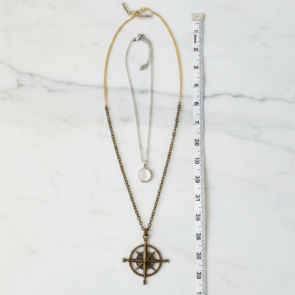 Necklace length guide showing 16-inch, 20-inch, and 26-inch chains for perfect layering