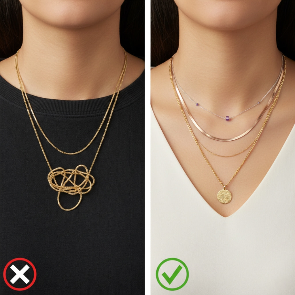 Common necklace layering mistakes to avoid and correct techniques for styling