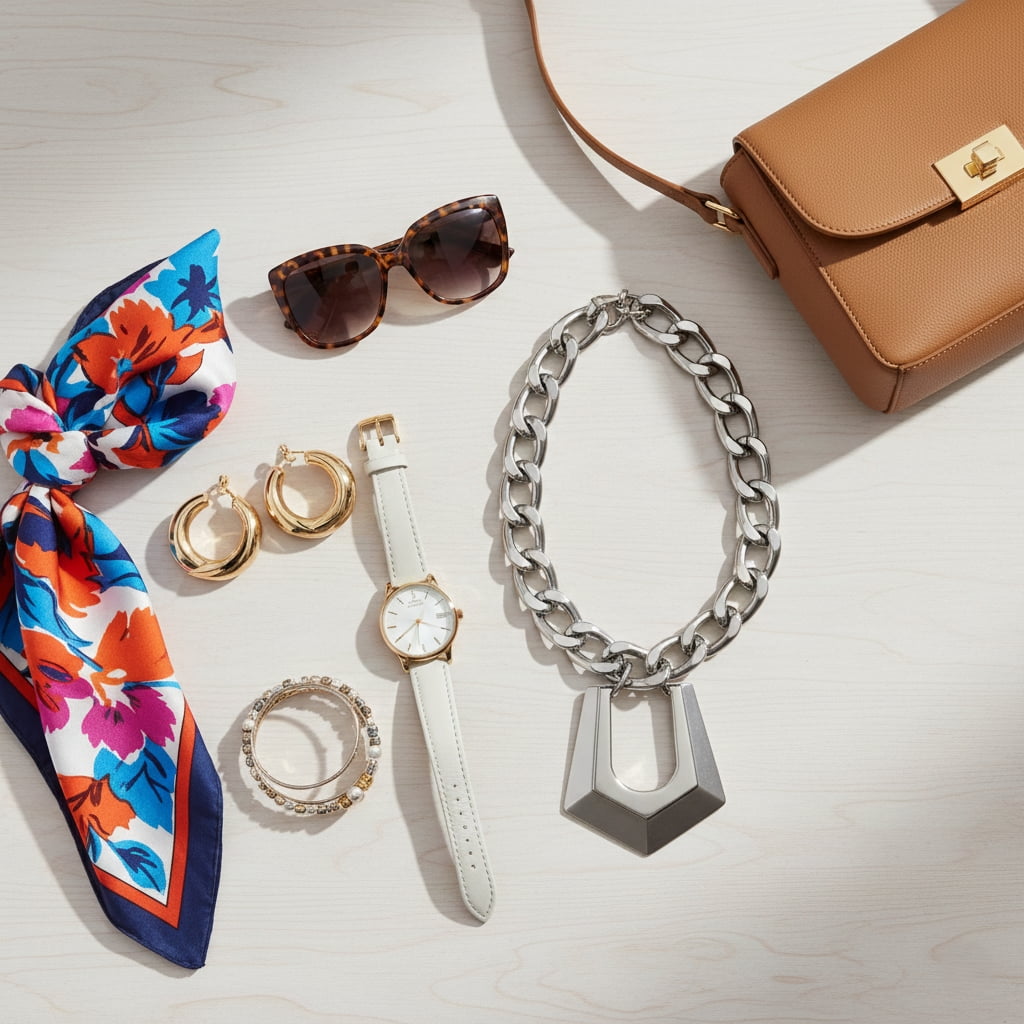 Accessories for plus size casual outfits - statement jewelry and bags styling ideas