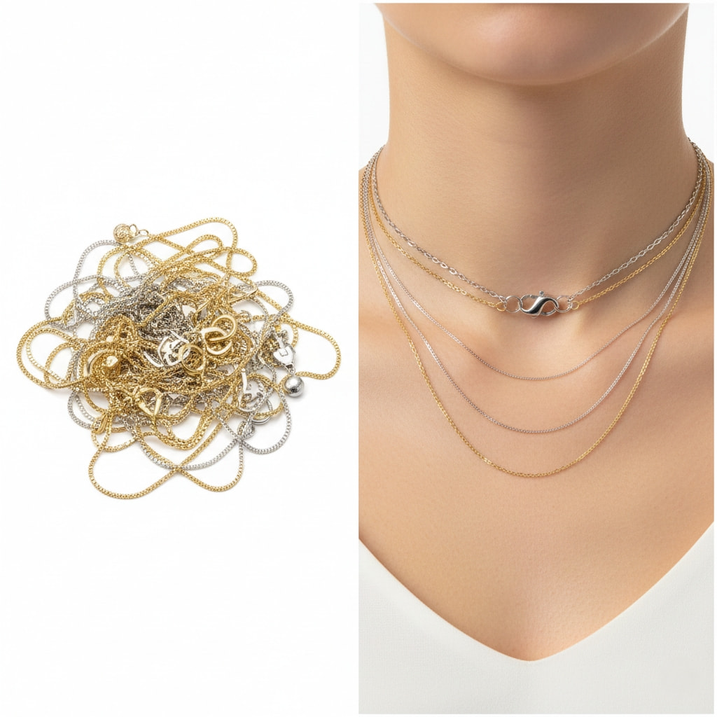 How to prevent layered necklaces from tangling using necklace spacer clasp