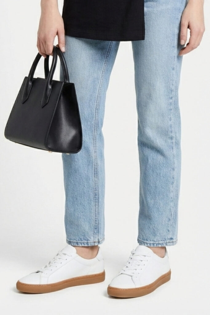 Outfit comparison showing how quality shoes elevate basic jeans and tee combination