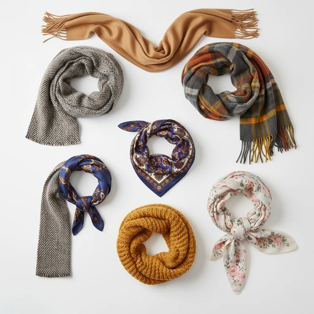 Essential scarf collection showing versatile pieces for women's wardrobe