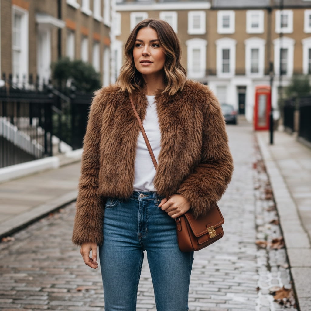 All-cream monochrome outfit with different textures - sophisticated London style trend