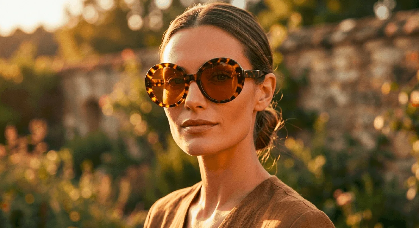 Best sunglasses for square face women — large round tortoiseshell frames that soften a strong jawline and angular features