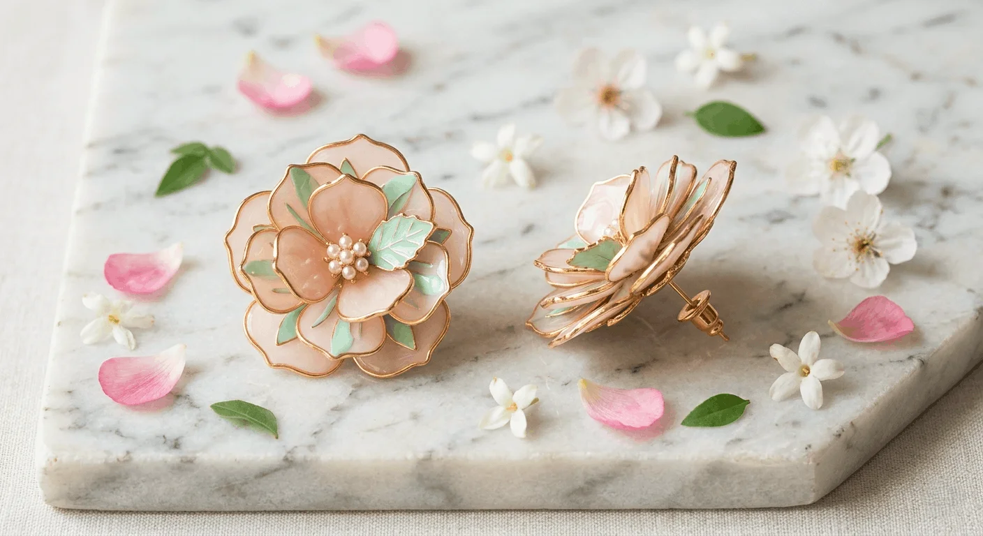 Floral jewelry spring 2026 oversized statement earrings in pastel colors