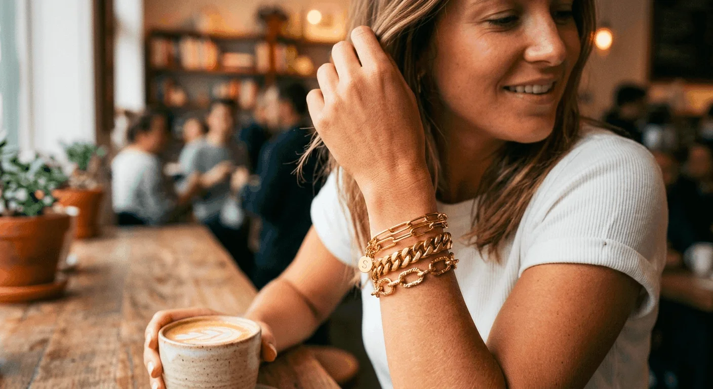 How to wear chunky gold chain bracelets stacked together for spring 2026
