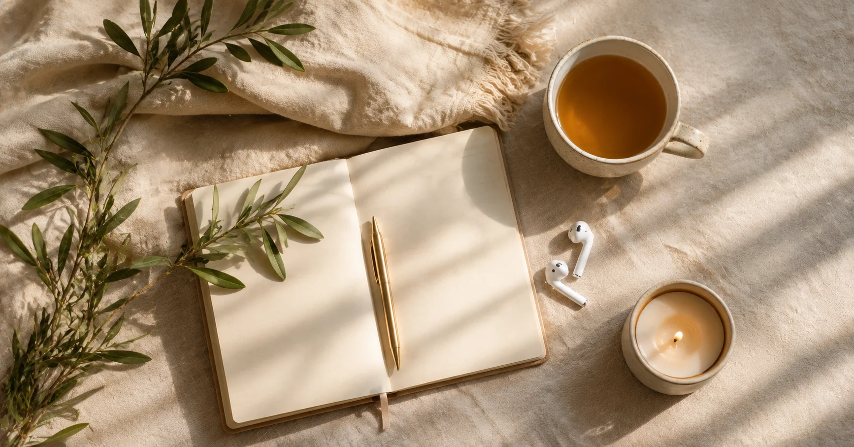 Women's manifestation morning ritual — journaling intentions and using audio programs for abundance mindset