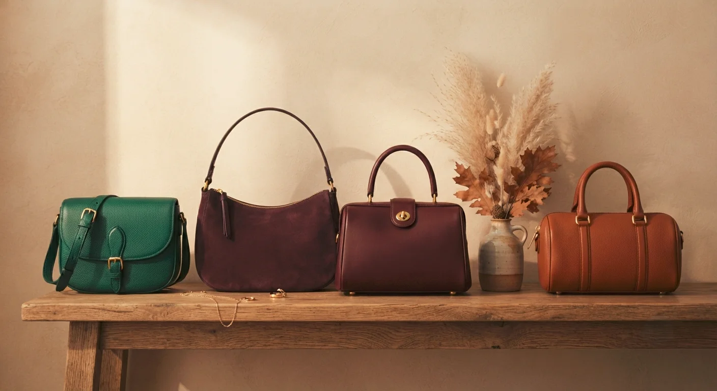 Fall bag trends 2026 in jewel tones, suede and structured leather