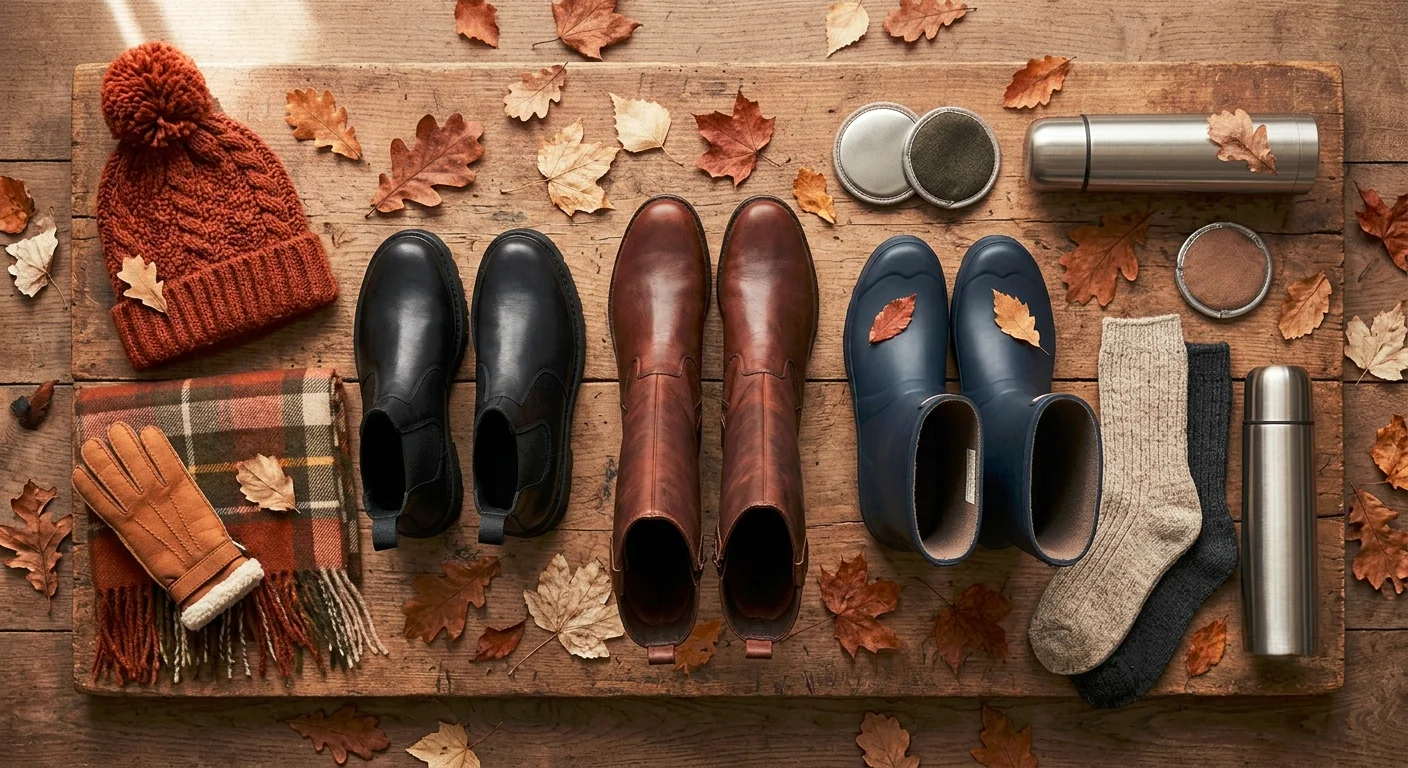 Best boots for muddy Bonfire Night: Chelsea boots, knee-high boots and wellies with hat, scarf and gloves