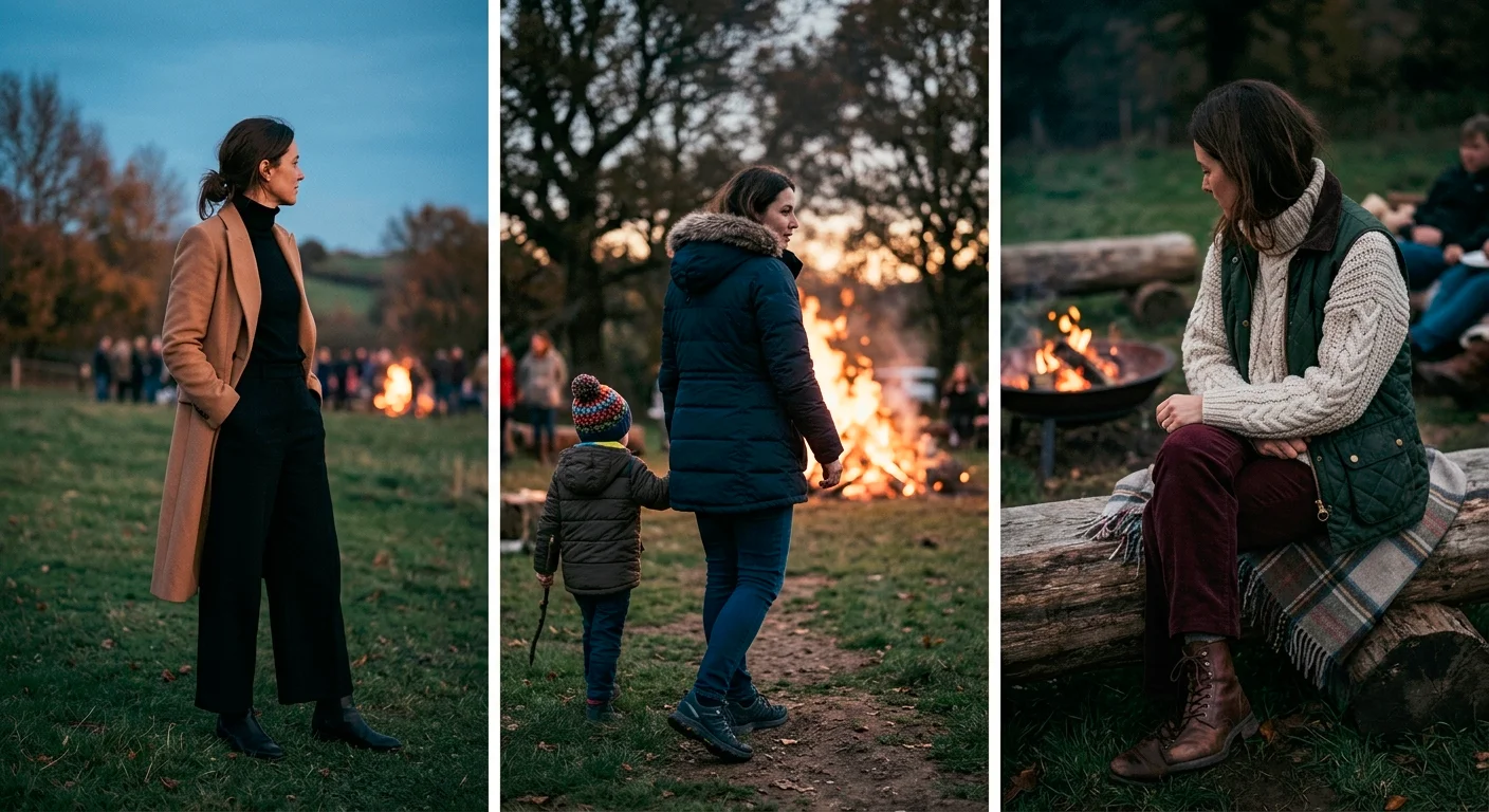 Bonfire night outfit ideas for a date, a family night and a cosy garden bonfire party