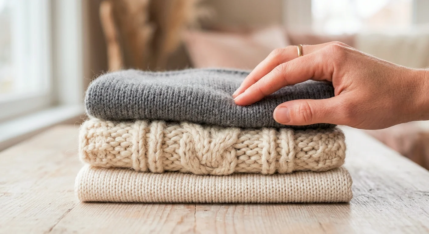 Close-up of wool, merino and cotton knit fabrics, a guide to choosing the best knitwear for women